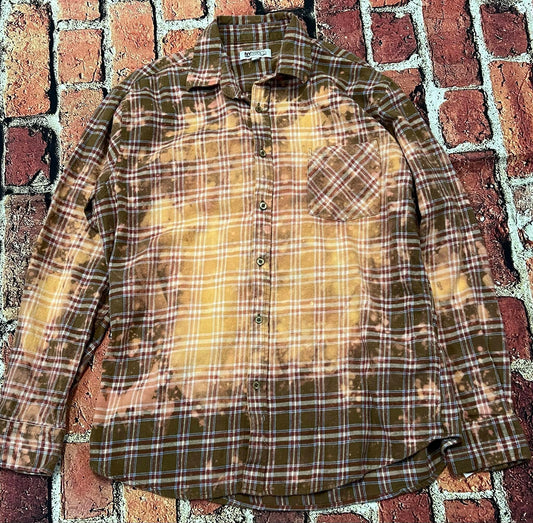 VINTAGE COUNTRY TAPES GUITAR TANYA CASH AND MERLE RUSTY LONG SLEEVE FLANNEL Button Up TOP BACK PATCH SPLATTER