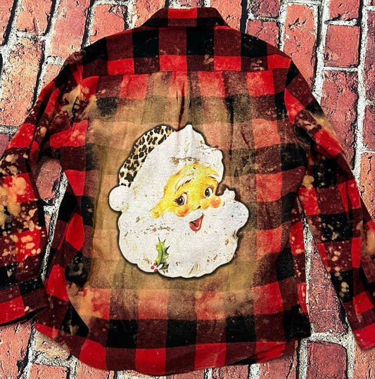 VINTAGE SANTA - BLOODY MARY LONG SLEEVE FLANNEL TOP WITH BACK PATCH SPLATTER