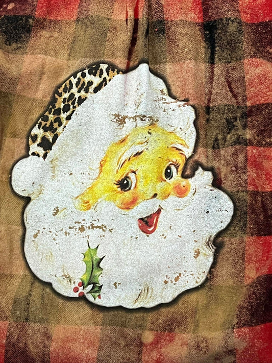 VINTAGE SANTA - BLOODY MARY LONG SLEEVE FLANNEL TOP WITH BACK PATCH SPLATTER