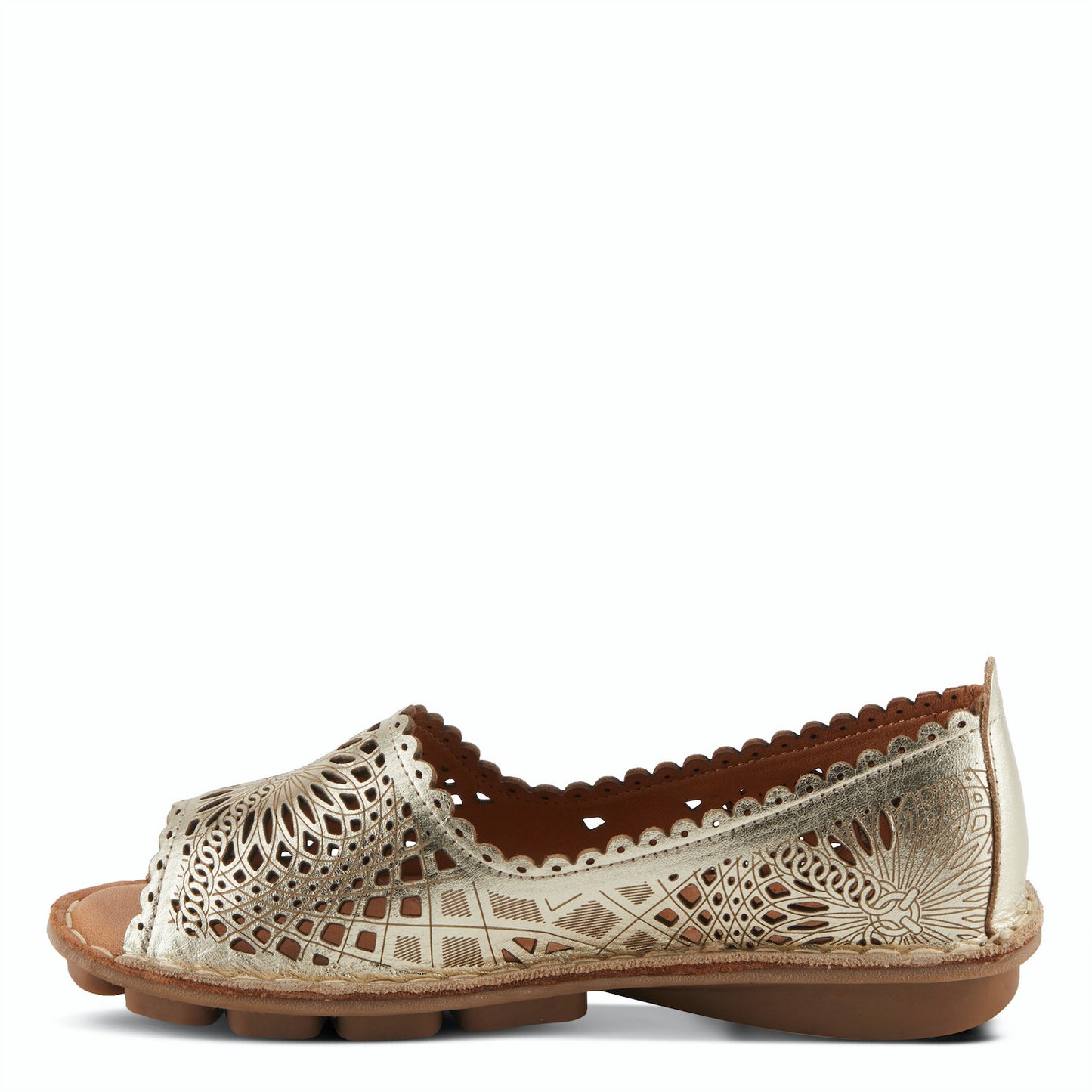 BRANDAL GOLD Slip On Wedge Shoe Spring Step Style