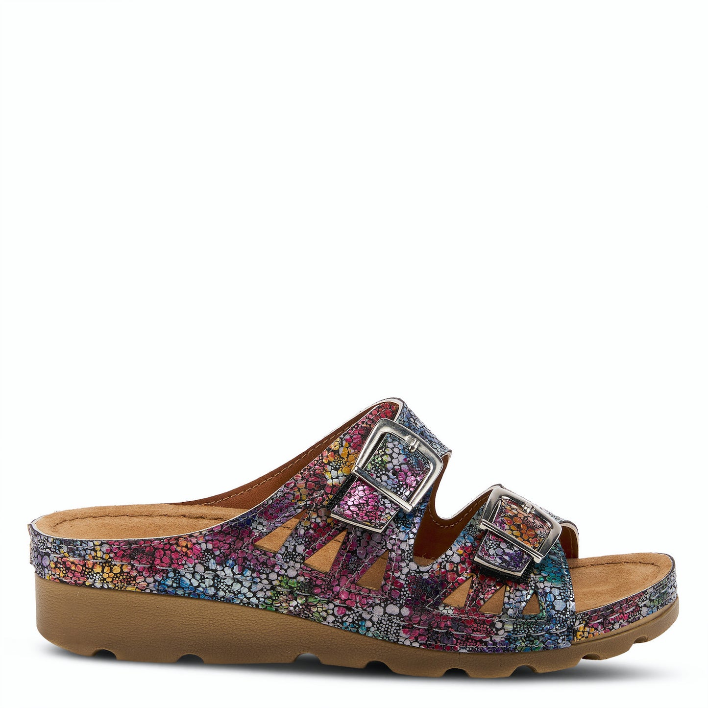 Delphis Navy Multi Two Strap Slide Sandal by Flexus