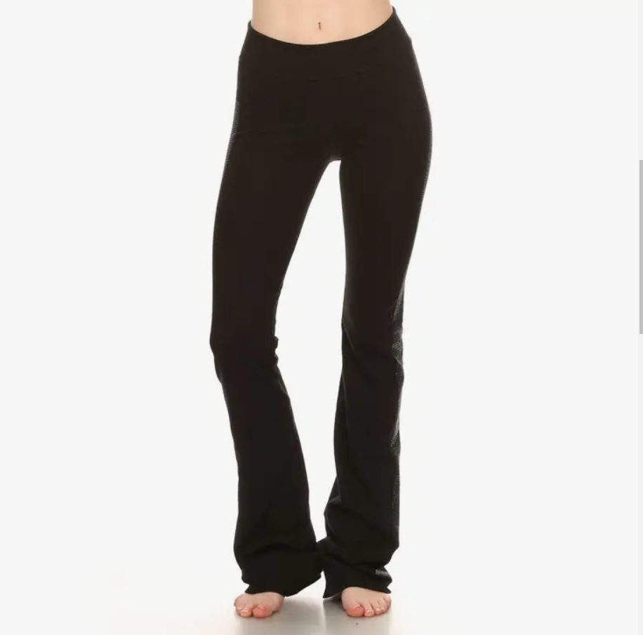 PLUS SIZE Black Stone on Sides Bootcut Yoga Pants - T*PARTY