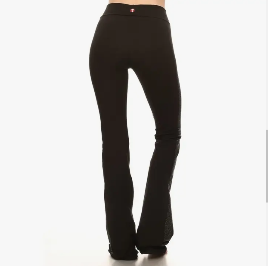 PLUS SIZE Black Stone on Sides Bootcut Yoga Pants - T*PARTY