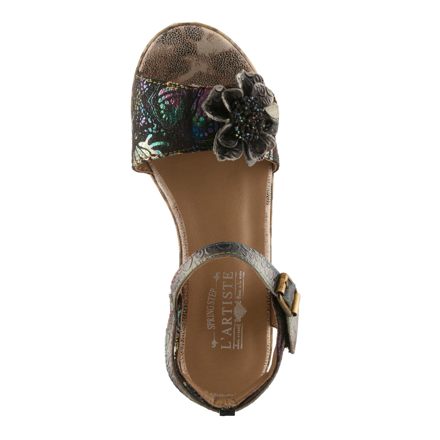 WILDCAT Black Multi French Inpired Leopard Print Sandal  by L'Artiste from Spring Step Shoes