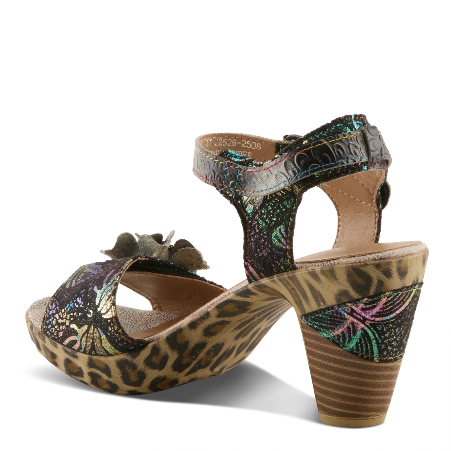 WILDCAT Black Multi French Inpired Leopard Print Sandal  by L'Artiste from Spring Step Shoes