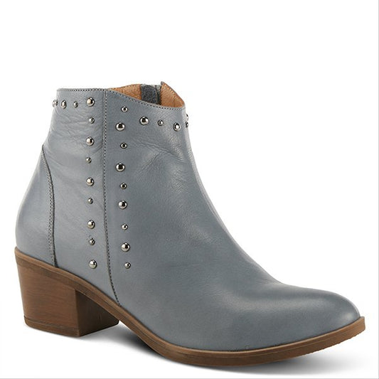 Wildwest Gray Blue Tint Leather Bootie By Spring Step