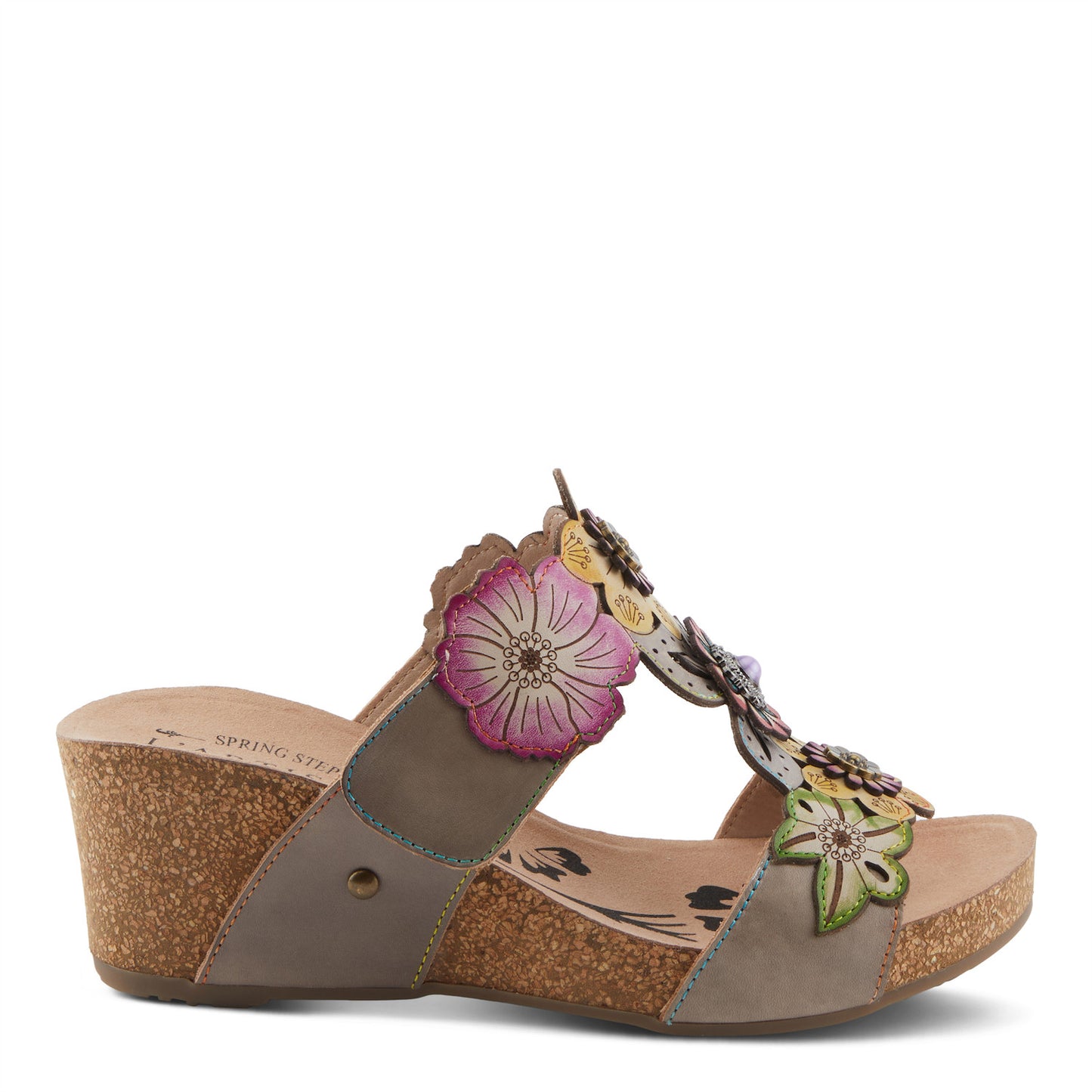 PRETTY PETALS Grey Multi Floral Sandal by L`ARTISTE
