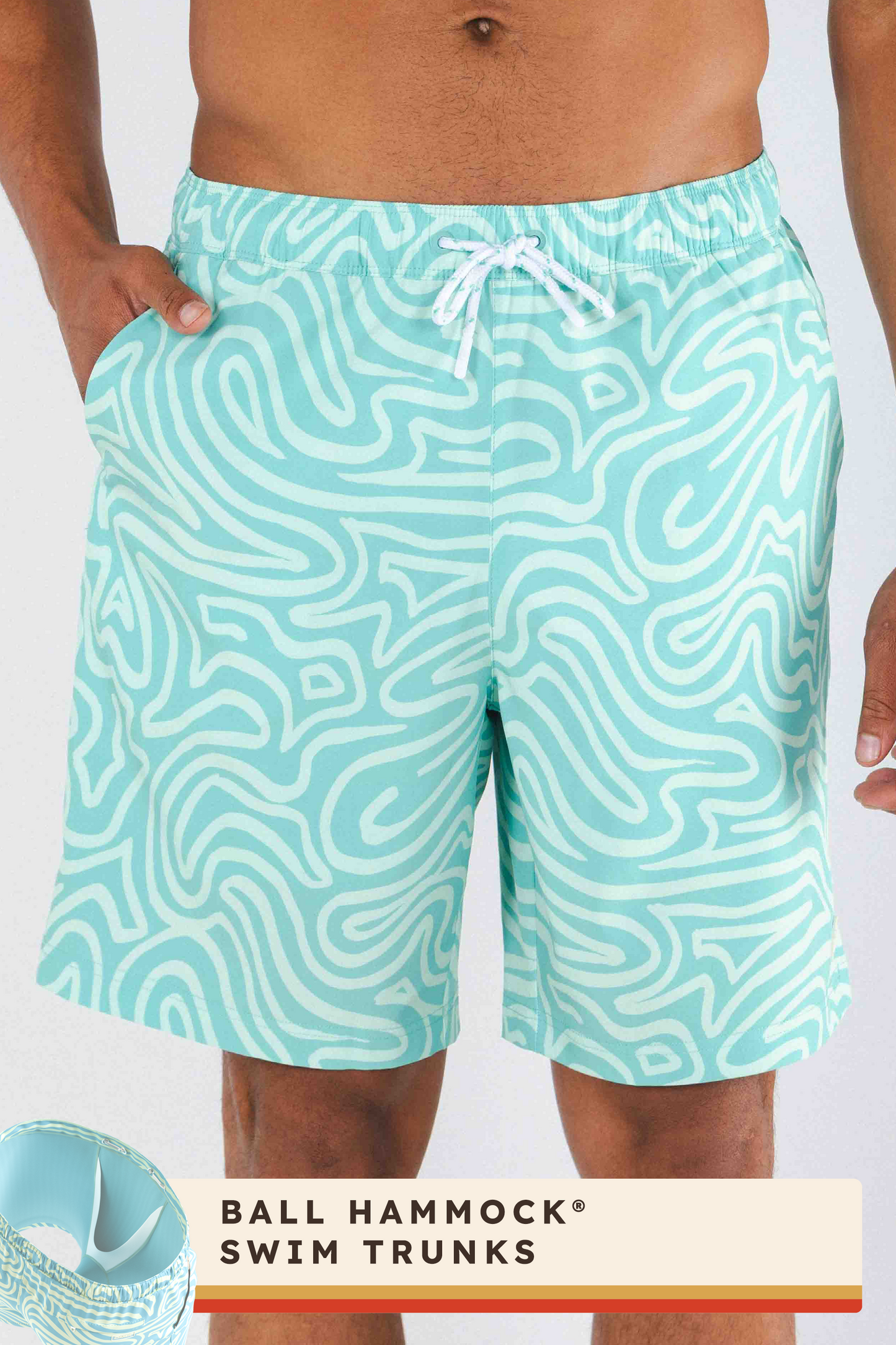 The Water Park | Neon Abstract Line Ball Hammock® Pouch 8" Swim Trunks