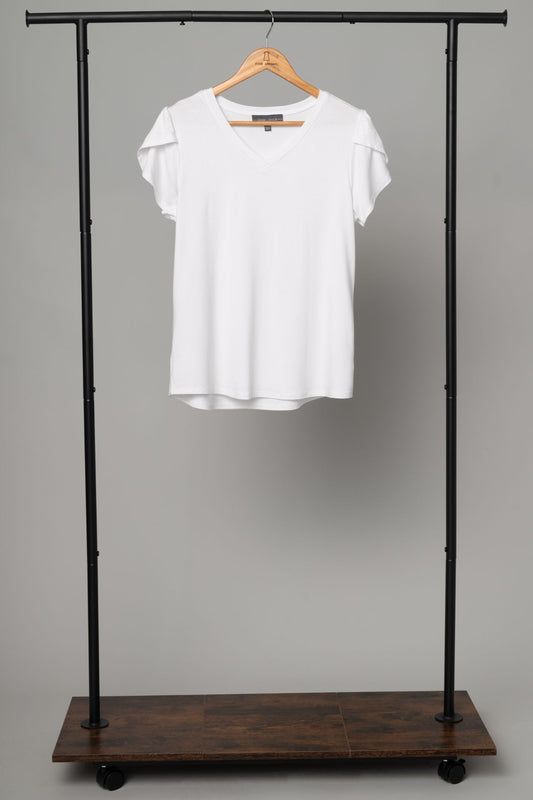 White Tulip Sleeve Juliana Crepe Top by Hanna + Gracie