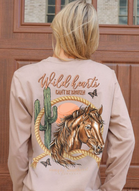 Wild Hearts - Mocha - Long Sleeve Tee - #SIMPLYSOUTHERN