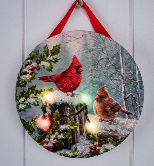 Winter Cardinals Led Ornament