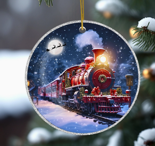Winter Train Ceramic Ornament For Christmas Tree Decor