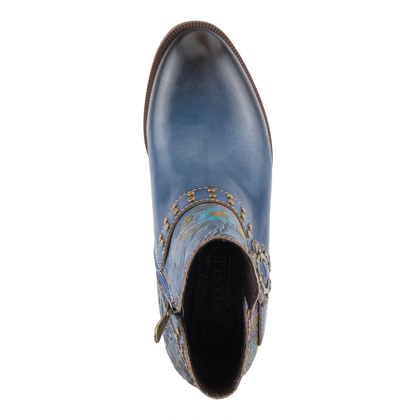 DAINTYLADY Floral Embellishments and Studded Belt Boot Blue Multi Color - by L`ARTISTE