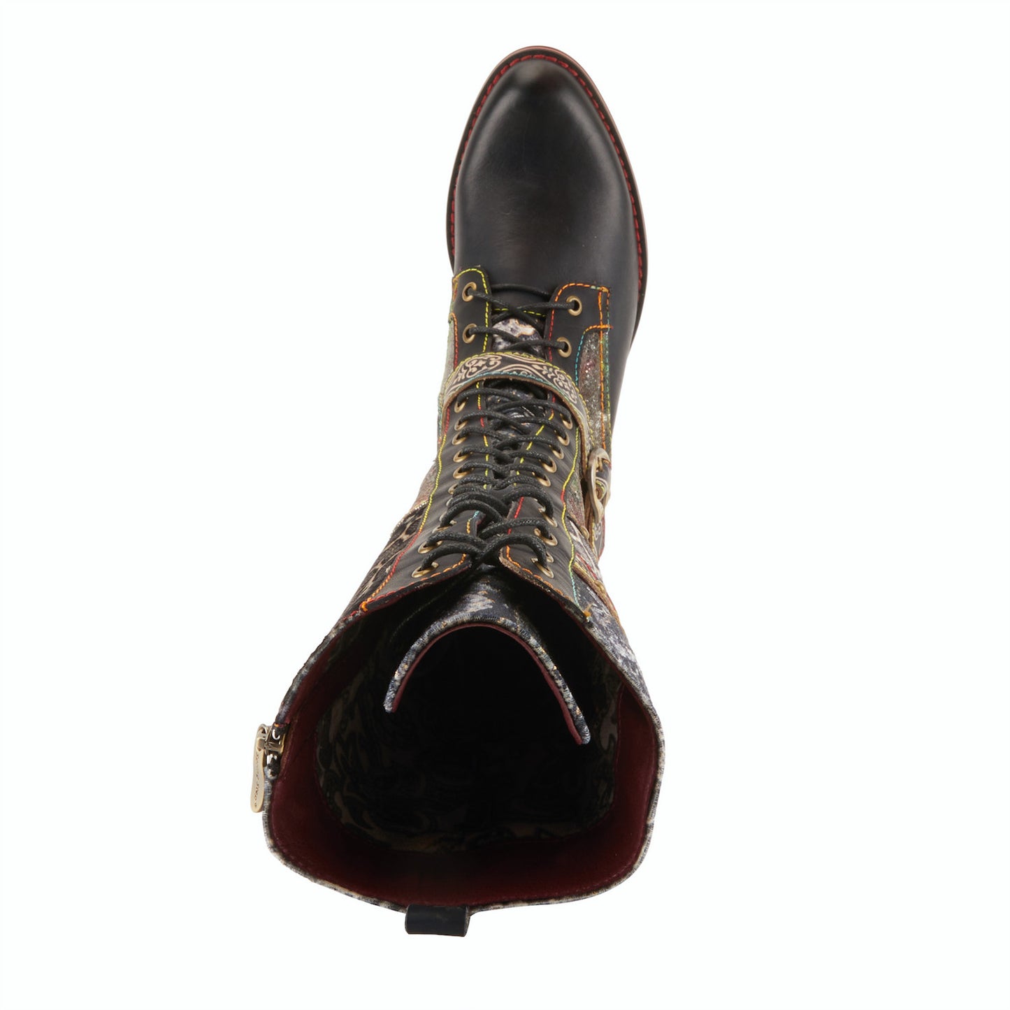 VANEYCK TALL WESTERN BOOT - Black Multi Color Leather by L`ARTISTE