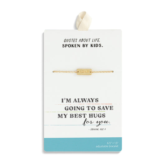 Xoxo Charm Gold Bracelet Adjustable 6.5in+1.5 From Live from Snack Time Collection by Demdaco Quotes about life Spoken by Kids