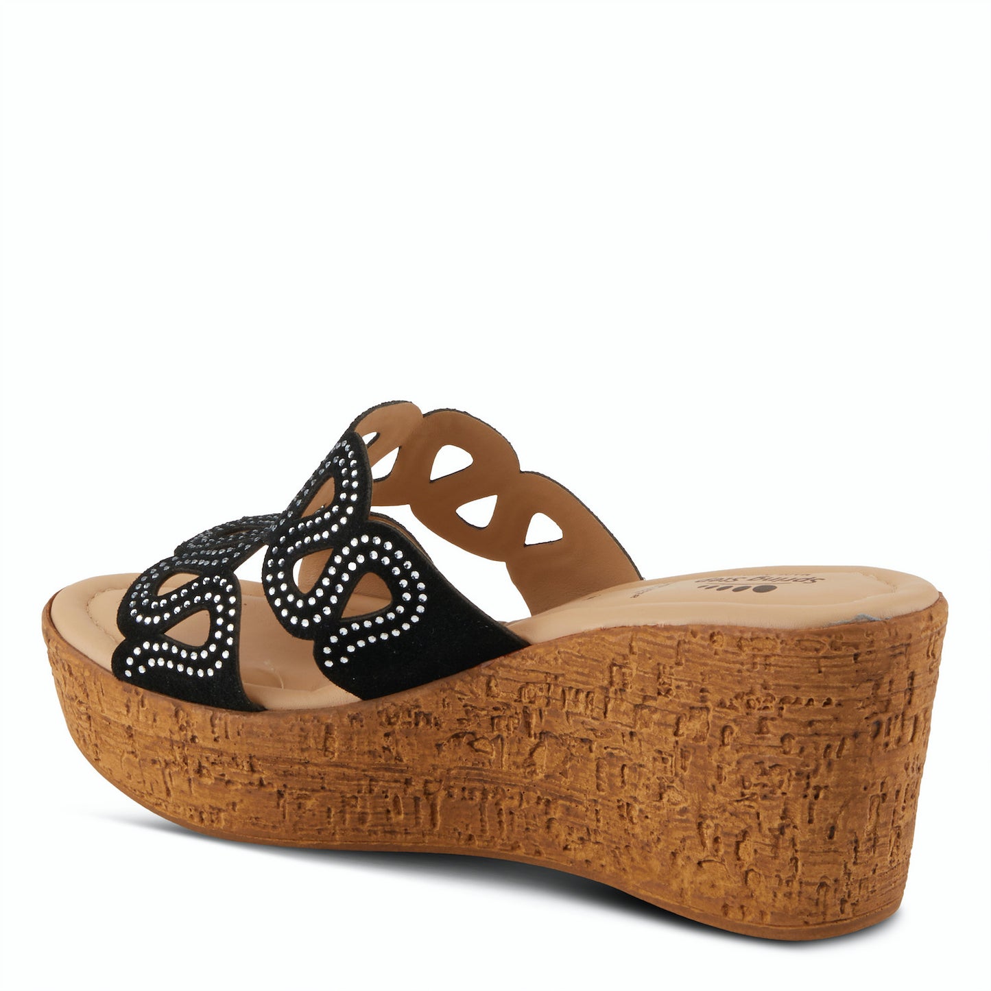 MSSTEAMY Black Suede Slide Wedge Sandal