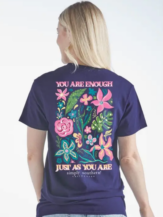 You Are Enough Just As You Are - Heather Navy - Short Sleeve Tee - #SIMPLYSOUTHERN