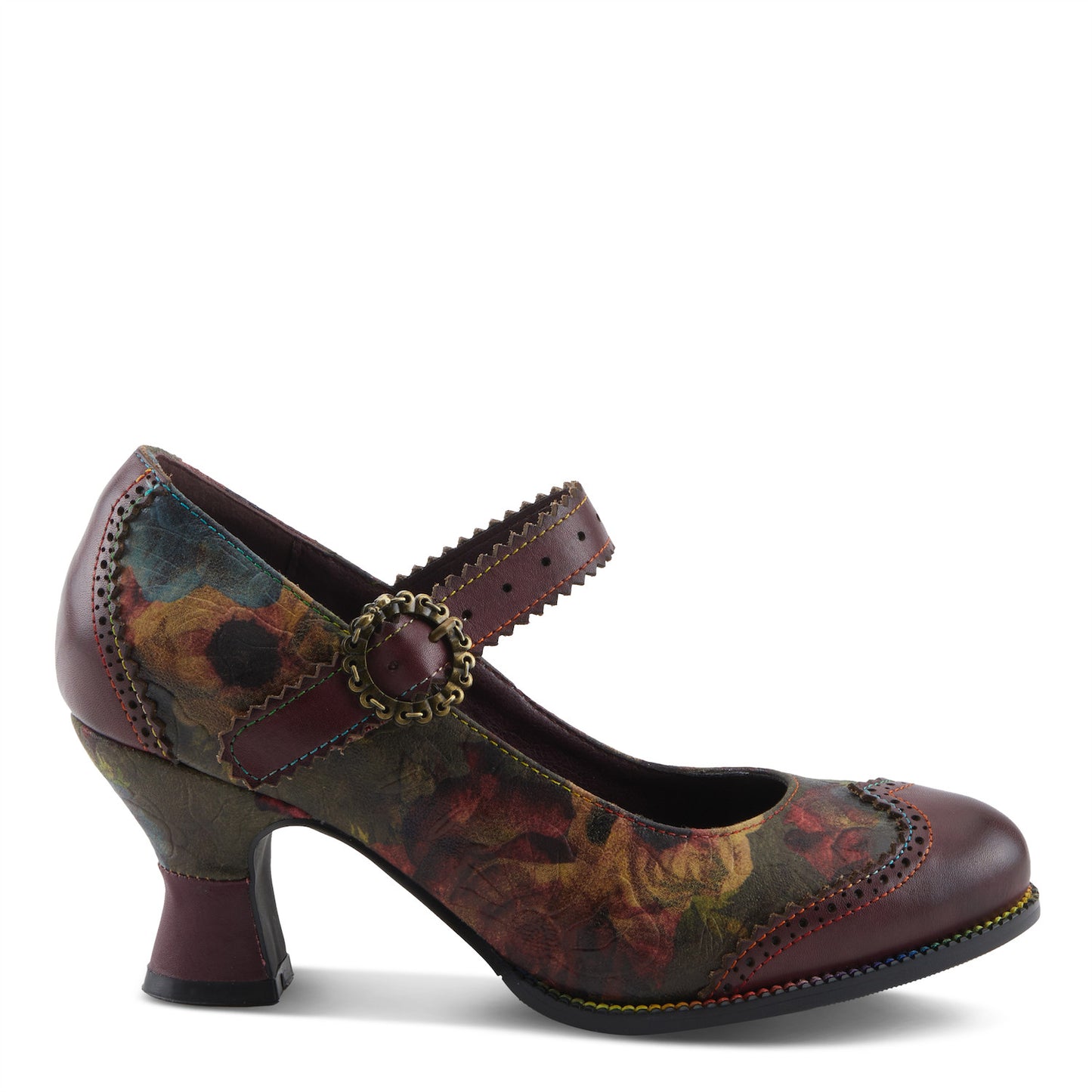 MACIAS-FLEUR Bordeaux multi a timeless elegant baroque-inspired Mary Jane shoe by L`ARTISTE