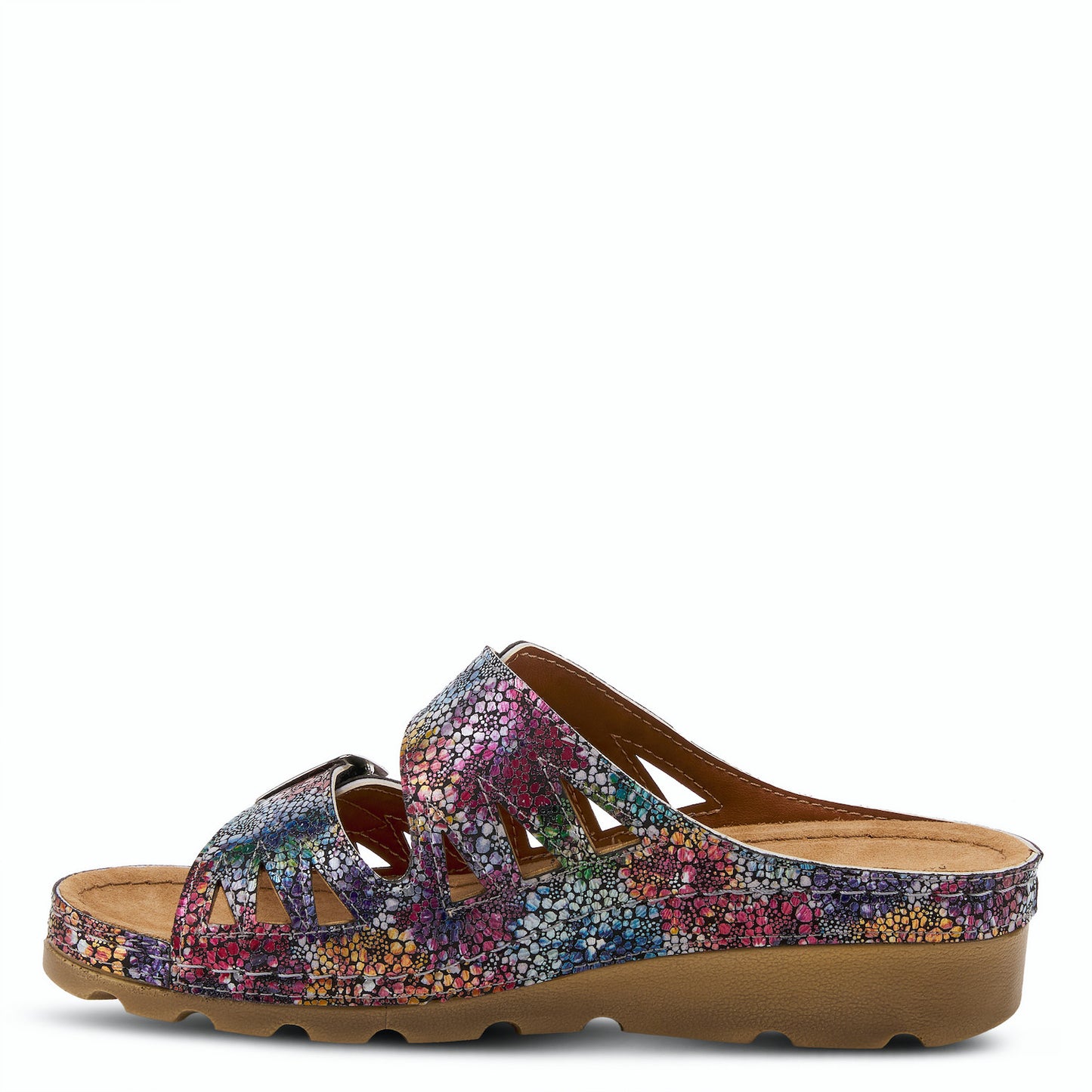 Delphis Navy Multi Two Strap Slide Sandal by Flexus