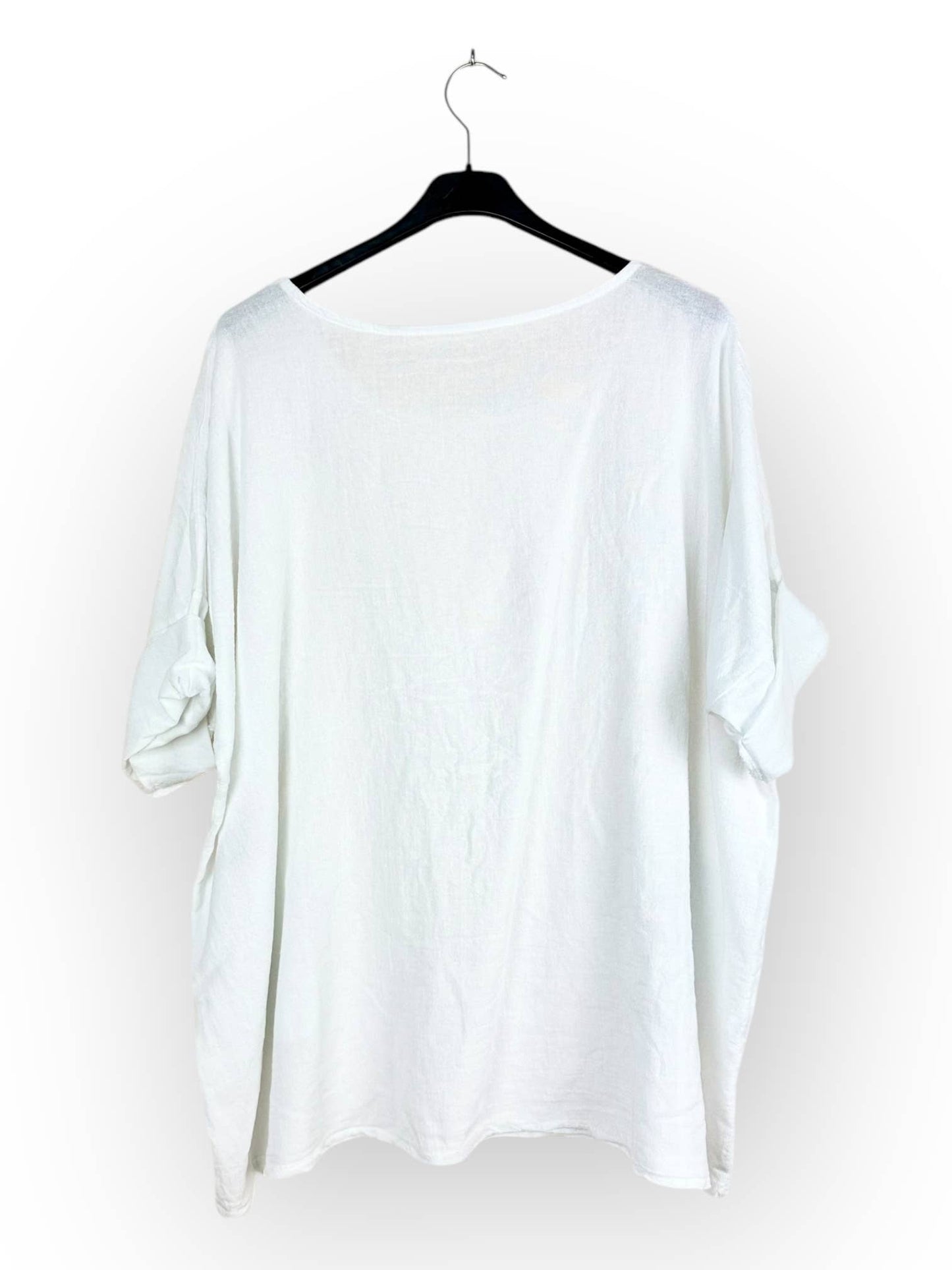Plain top in linen and cotton with two pockets Made in Italy