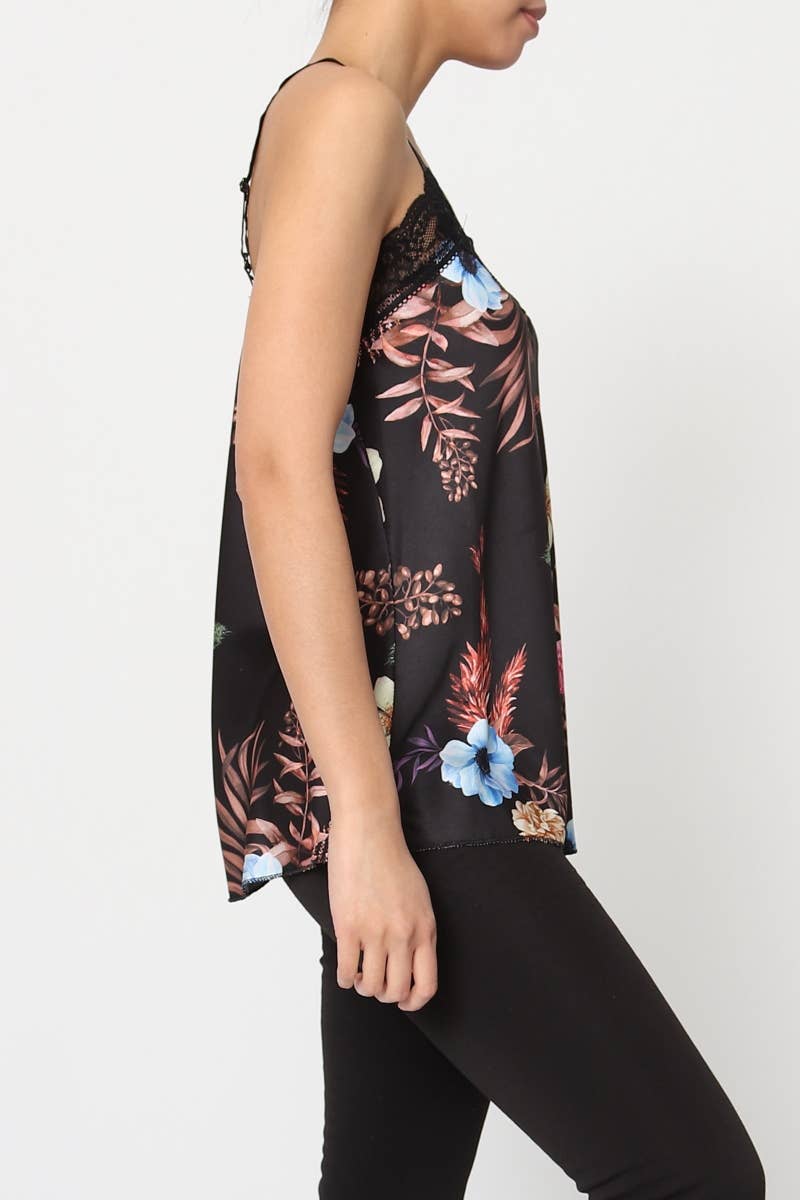 Floral Printed tank top with straps Made in Italy