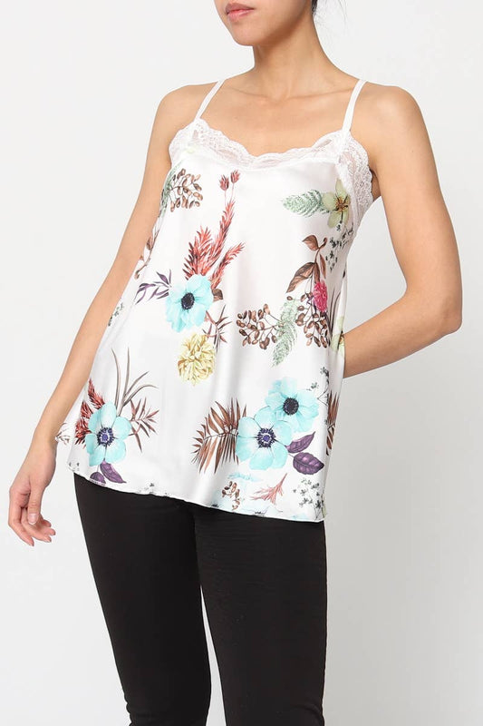 Floral Printed tank top with straps Made in Italy