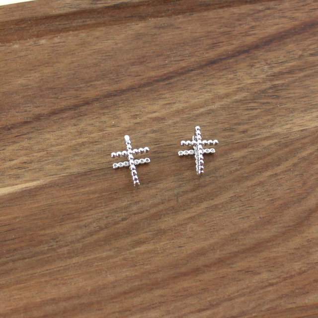 Double-Sided Cross Huggie Hoop Earrings
