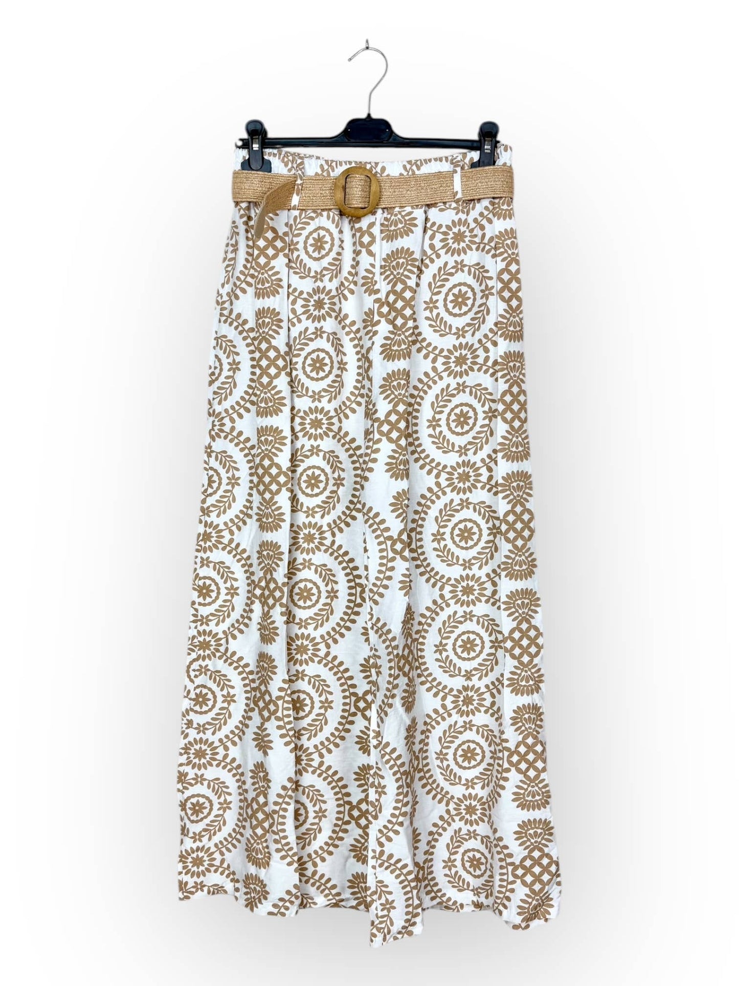 Wide-Leg Pants with Geometric Patterns Made in Italy