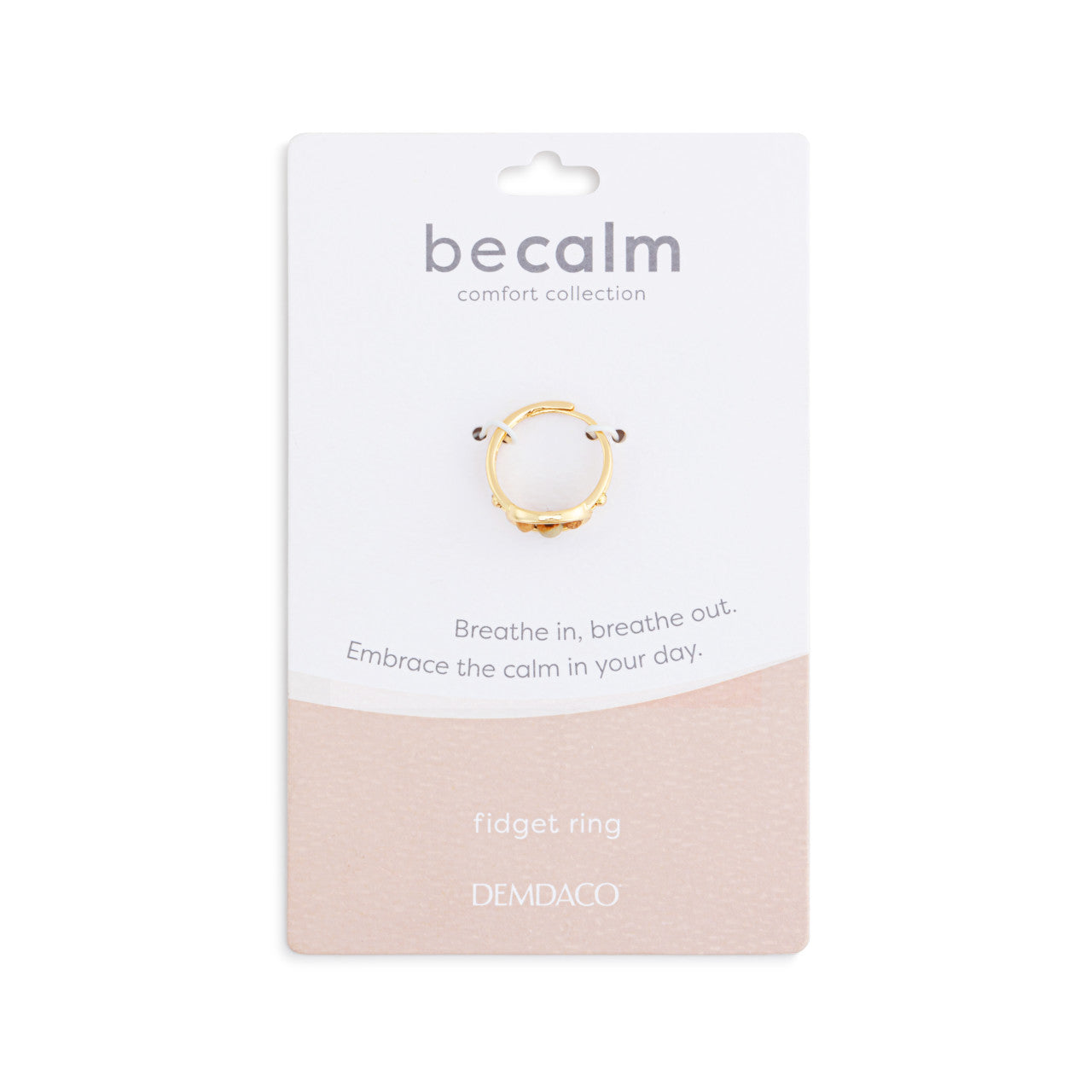 Gold Beaded Fidget Ring - Adjustable Size 4 To 9 from the becalm comfort collection by Demdaco