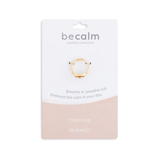 Gold Beaded Fidget Ring - Adjustable Size 4 To 9 from the becalm comfort collection by Demdaco