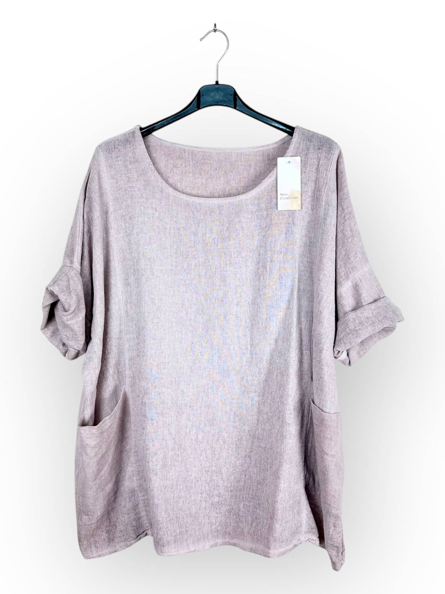 Plain top in linen and cotton with two pockets Made in Italy