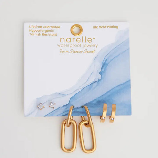 Double Linked Hoop Trio Earrings Narelle Waterproof Jewelry