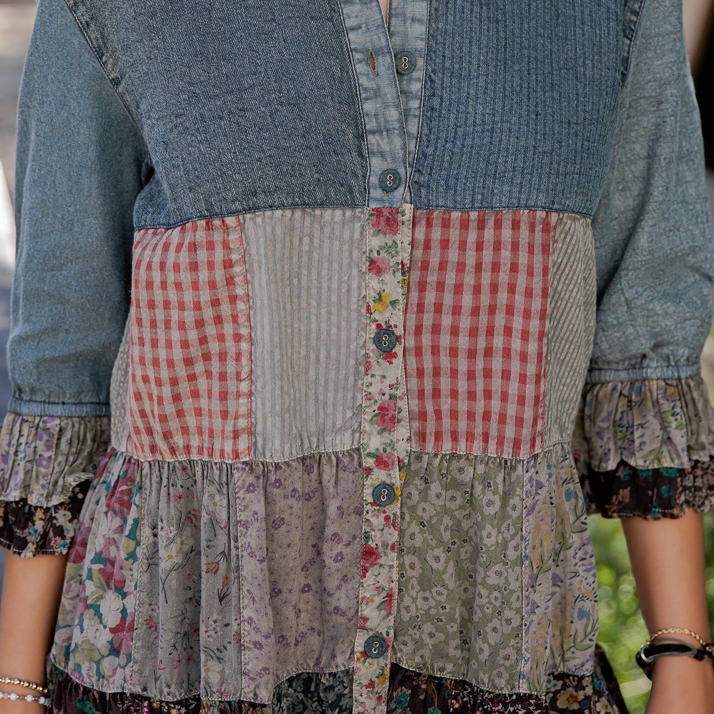 3/4 Ruffle Sleeves Western Blouse Top (New Color)