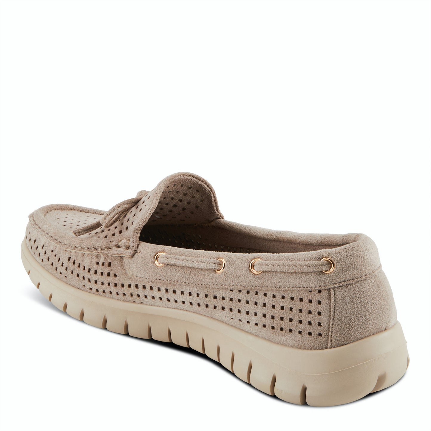 Aboard Beige Square-Dot Moccasins by Patrizia