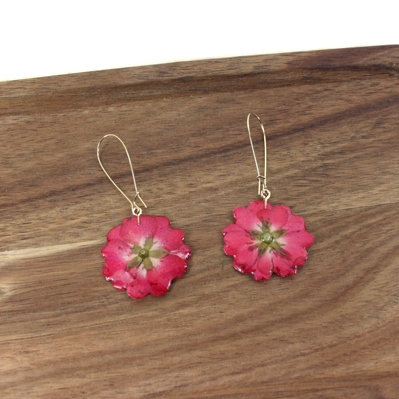 Hand Pressed Flower Brass Earrings