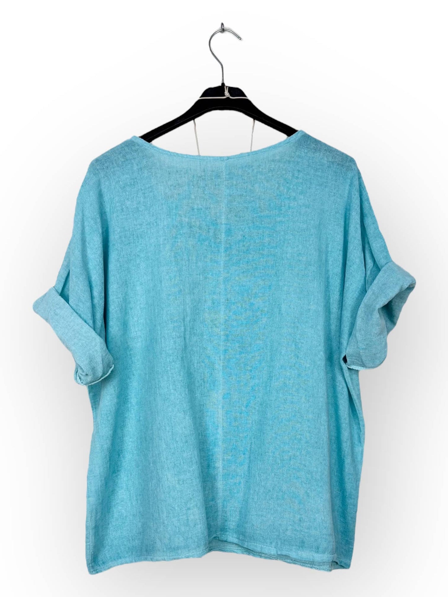 Washed cotton top with necklace Made in Italy