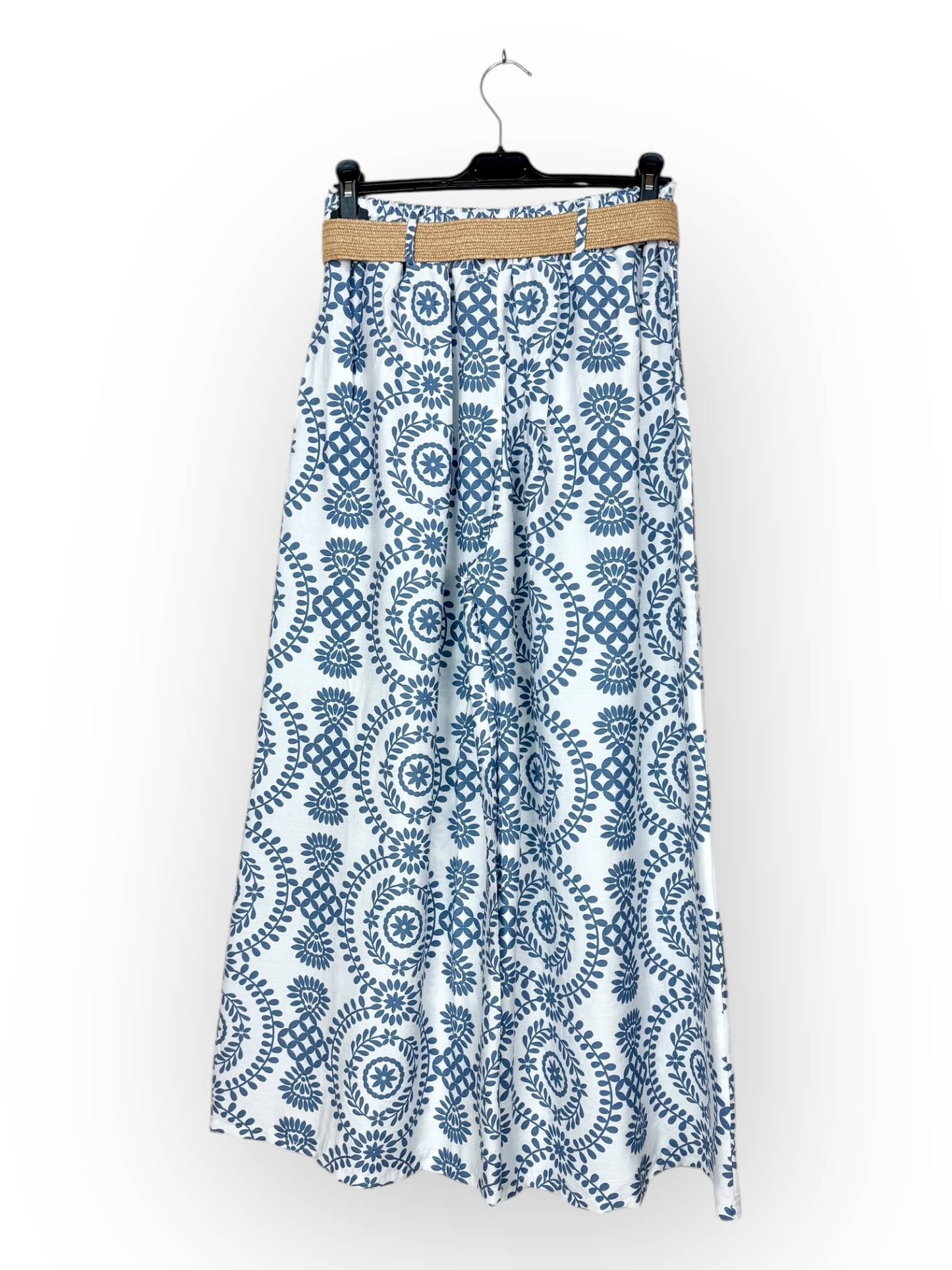 Wide-Leg Pants with Geometric Patterns Made in Italy