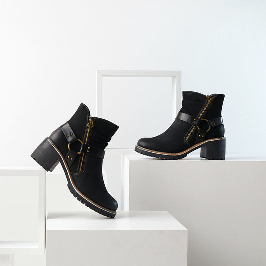 Firewood Black Lug Sole Bootie By Patrizia