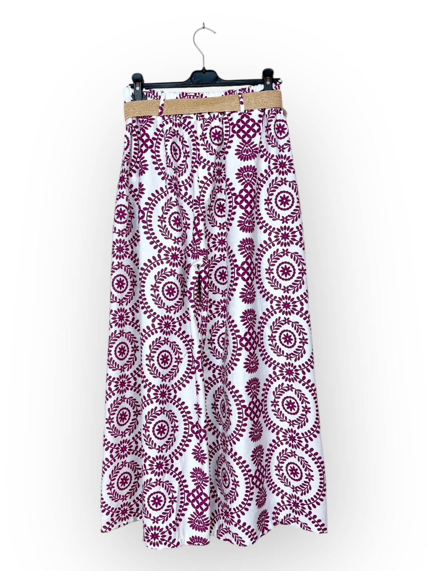 Wide-Leg Pants with Geometric Patterns Made in Italy