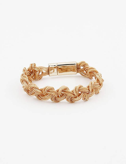 Braided Metal Rope Bangle Bracelet w/Magnetic Closure