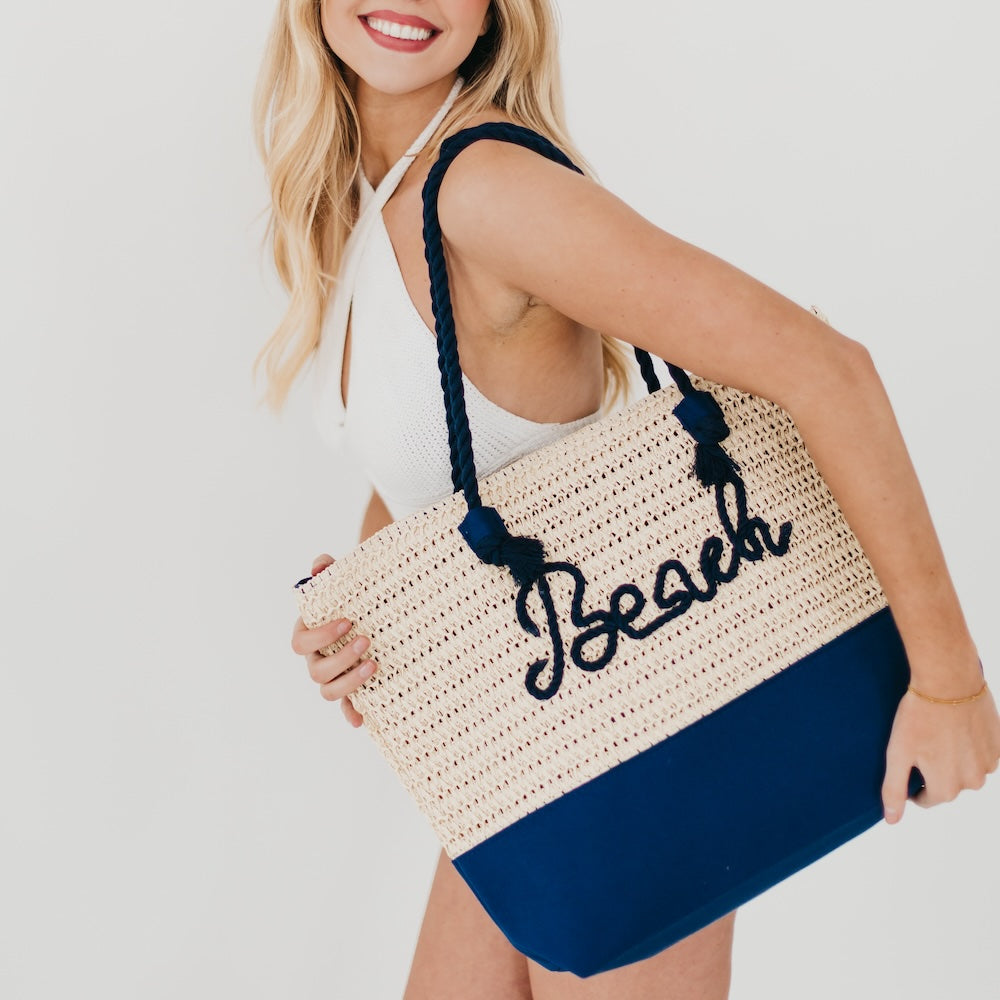 Beach Bum Raffia Tote Bag
