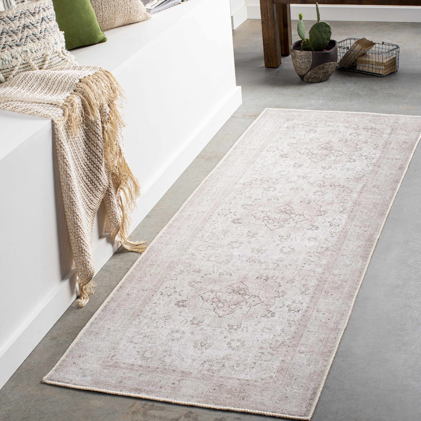 Bethany Vintage Flat Pile Washable Rug