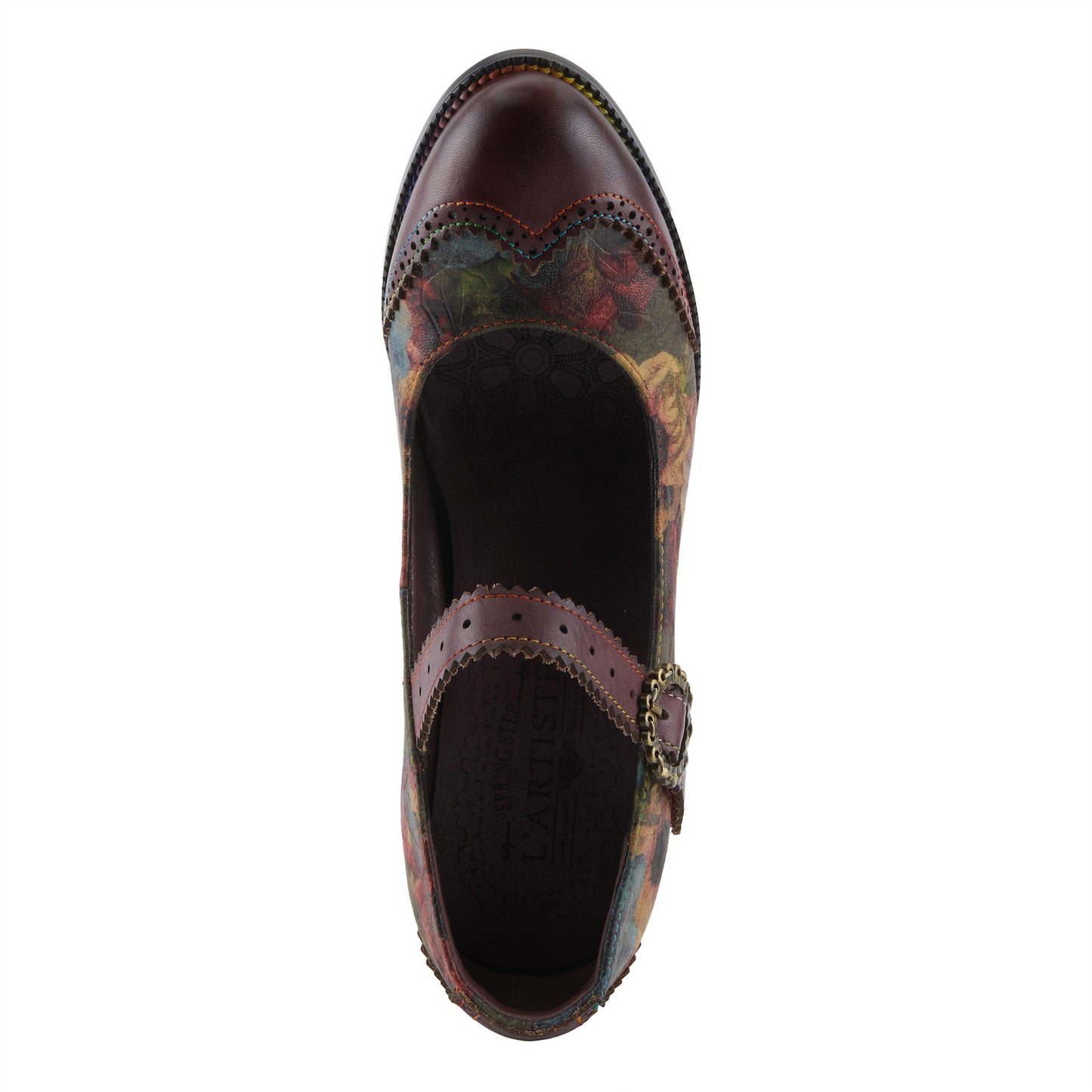 MACIAS-FLEUR Bordeaux multi a timeless elegant baroque-inspired Mary Jane shoe by L`ARTISTE