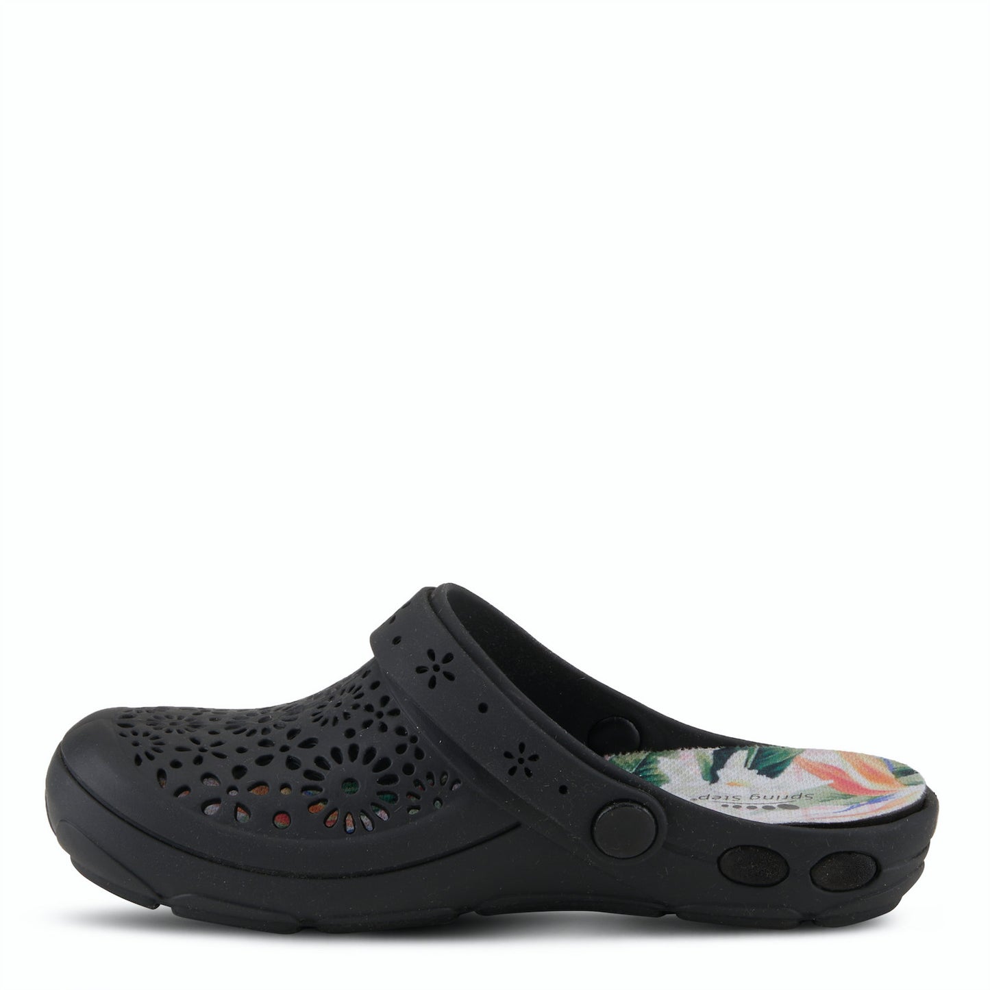 Contigo Black Croc like Slide on Shoe by SPRING STEP