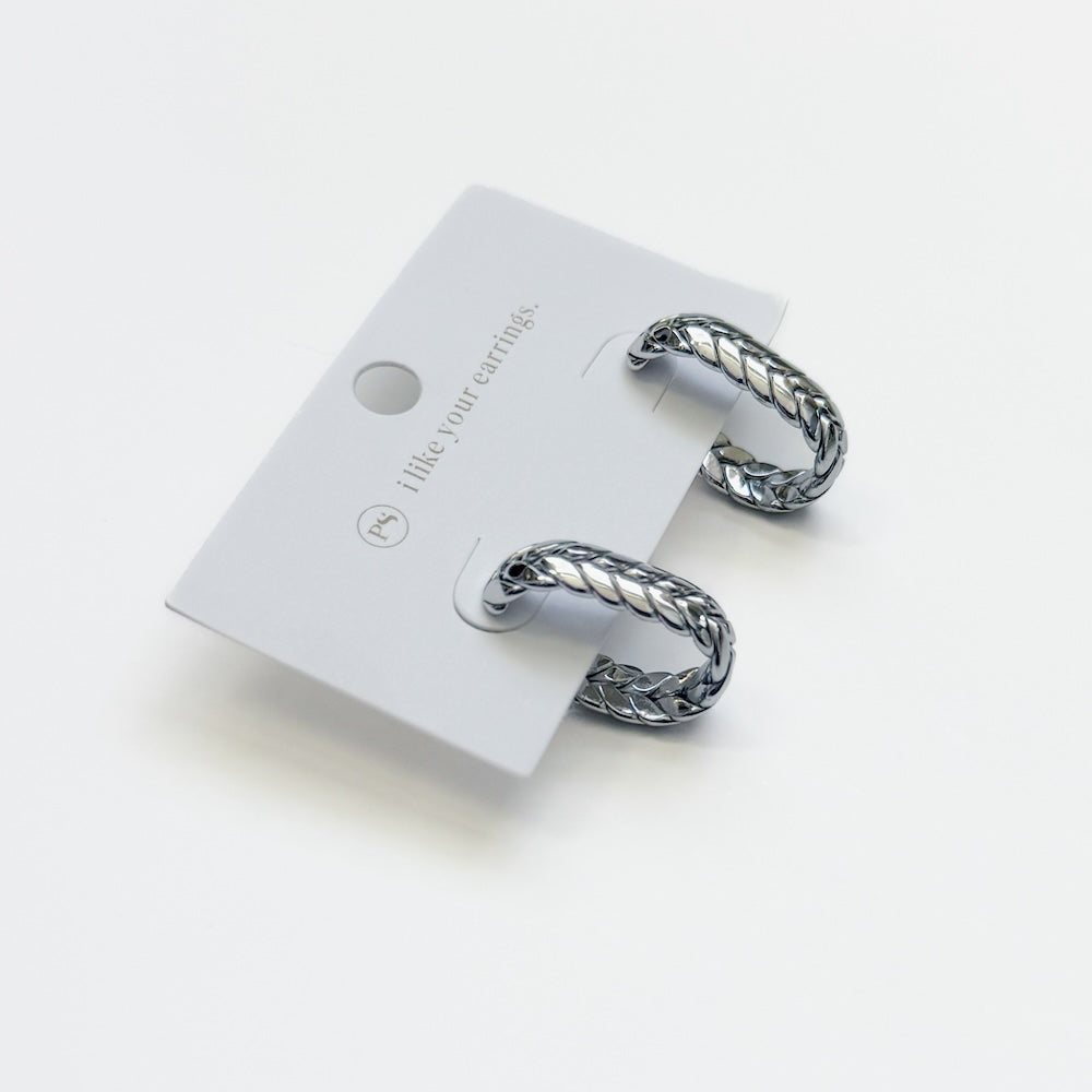 Braided Oval Hoop Earrings - WATERPROOF