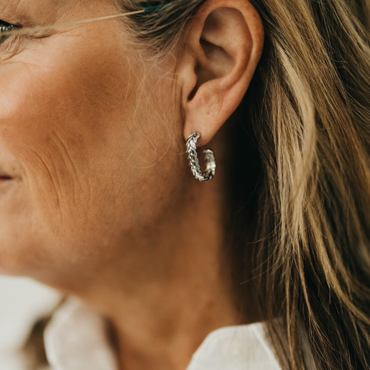 Braided Oval Hoop Earrings - WATERPROOF