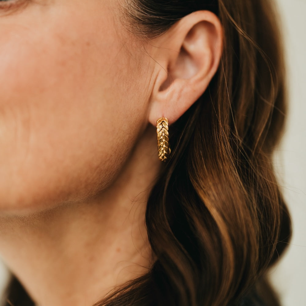 Braided Oval Hoop Earrings - WATERPROOF