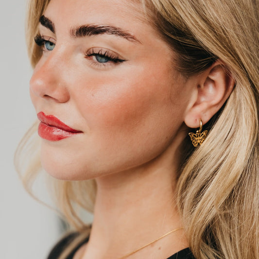 Butterfly Huggie Drop Earrings - WATERPROOF