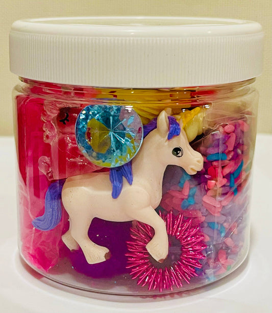 Unicorn combo dough/colorful rice sensory play jar