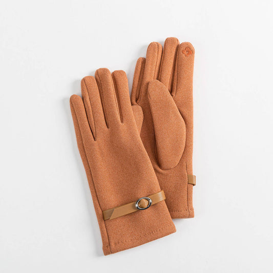 Buckle Accent Microfiber Gloves